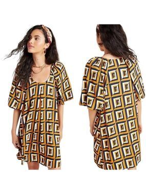 Anthropologie x Corey Lynn Calter Meriwether Geometric Shift Dress Orange Medium